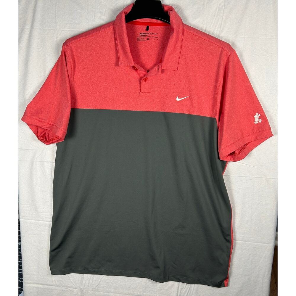 Nike Golf Men’s Dri-FIT Polo Shirt - Disney Mickey Mouse - Pink & Gray - Size XL - Picture 2 of 10